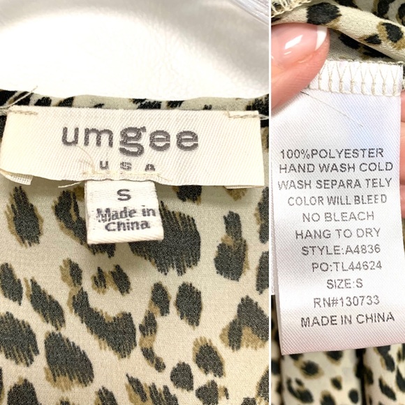 🎉HP🎉 Umgee Animal Print Chiffon Bell Sleeve Long Kimono Open Front Side Slit - Picture 8 of 15